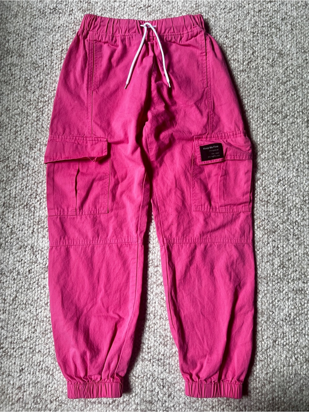 Kids Hip Hop Cargo Jogger Pants - Hot Pink